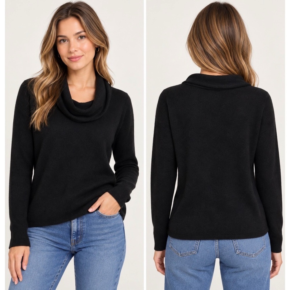 Joie 100% Cashmere Cowl Neck Sweater Black Long Sleeve Women's Size Small